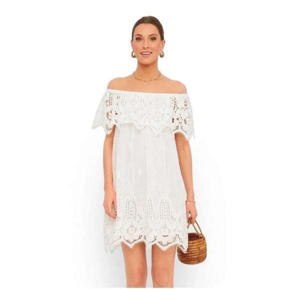 Tuckernuck Dresses & Skirts - Tuckernuck Avalon White Lace Mini Dress GORGEOUS Bridal Shower Beach Boho Sz S